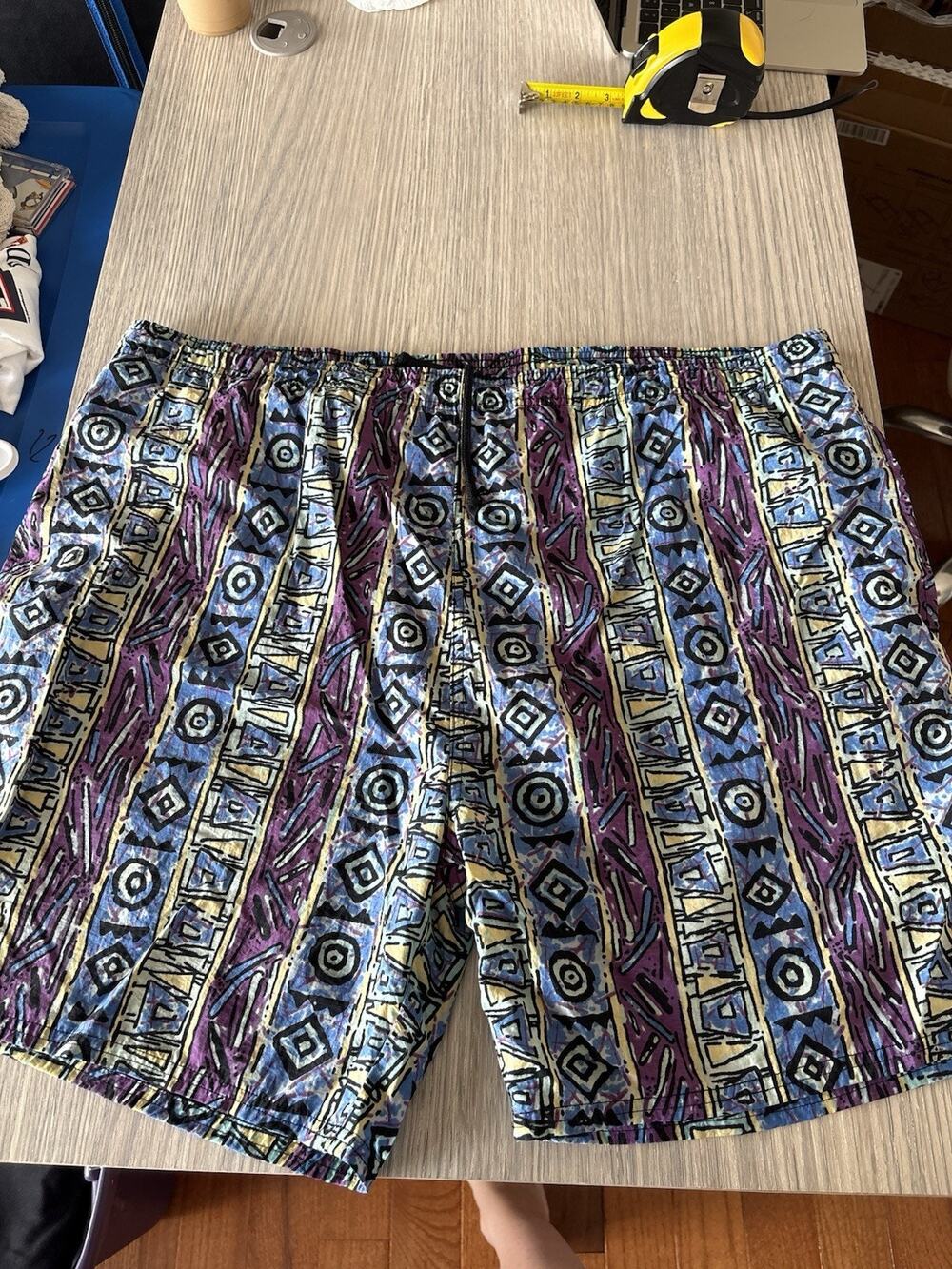 Vintage Tower Bay Swim Trunks Men’s XLT Tall Geometric 90s Nylon Shorts Lined